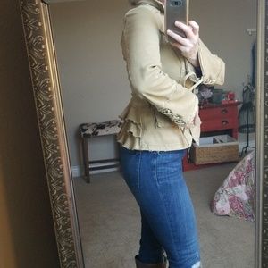 Free People distressed peplum utility jacket